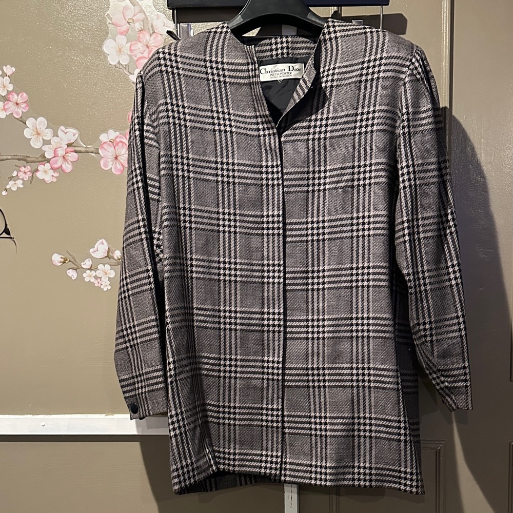 Christian Dior Black and White Houndstooth Jacket